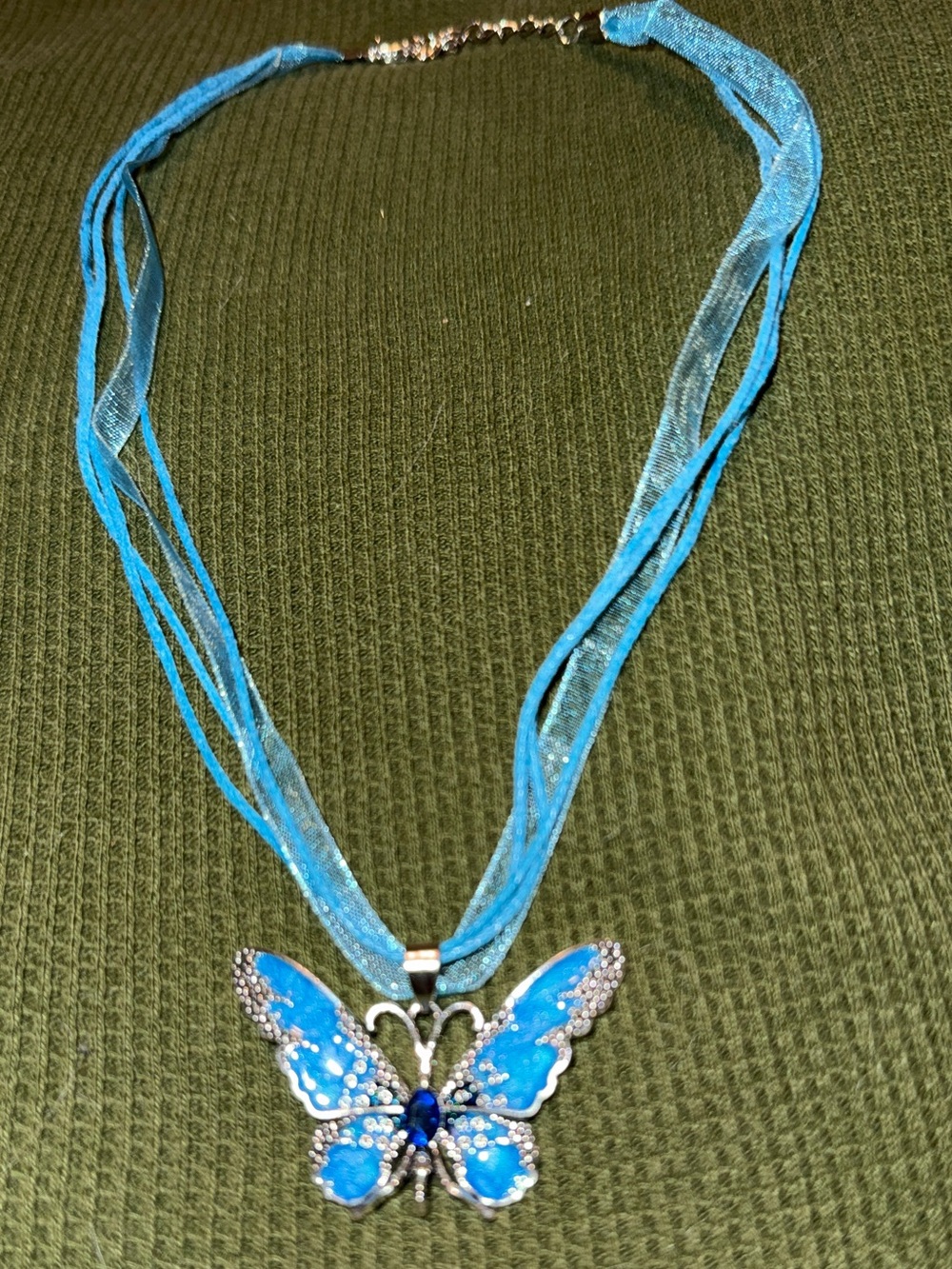 Blue Butterfly Pendant Necklace - Women Jewelry